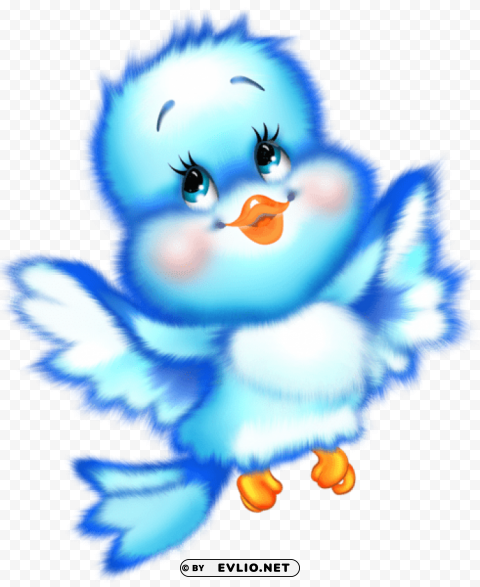 cute blue bird cartoon free Clear image PNG