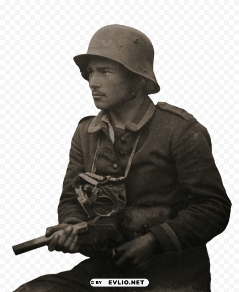 german soldier Isolated Artwork on Clear Background PNG