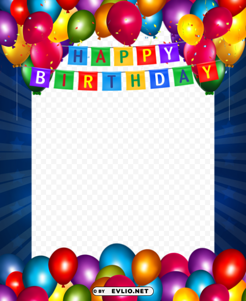happy birthday blueframe PNG with Isolated Transparency