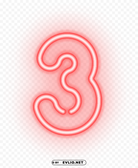 number three neon Transparent PNG Isolated Element