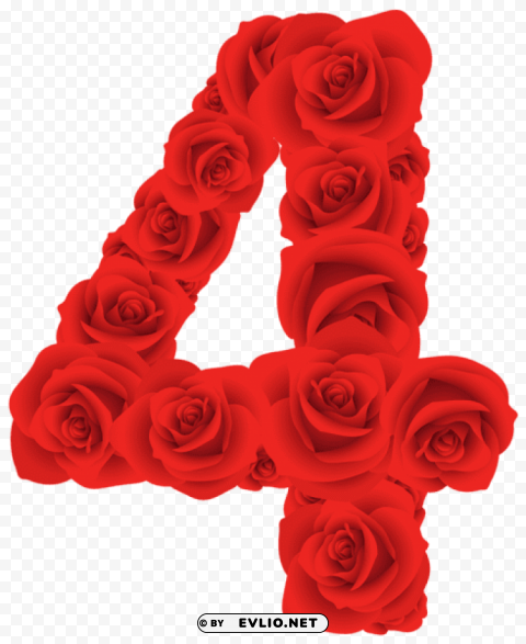 red roses number four PNG Isolated Subject with Transparency