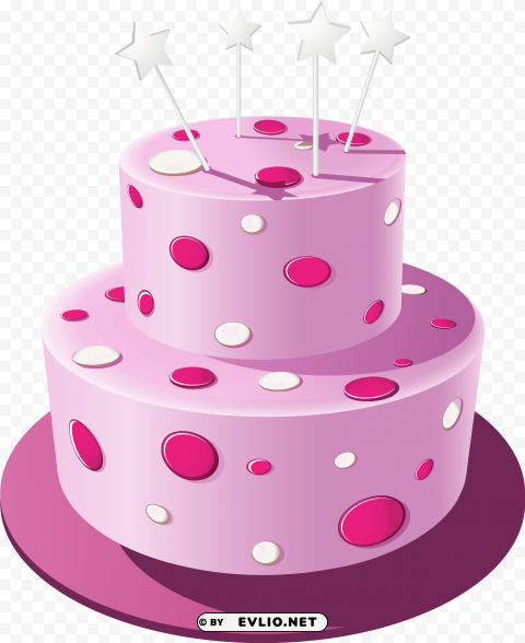 Polka Dot Cake with Sparklers Transparent Cutout PNG Graphic Isolation