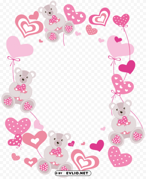  heartsframe with teddy bears HighQuality Transparent PNG Isolated Art