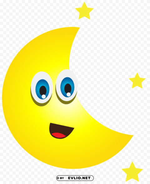 cartoon moon with stars Isolated Graphic on Clear Background PNG