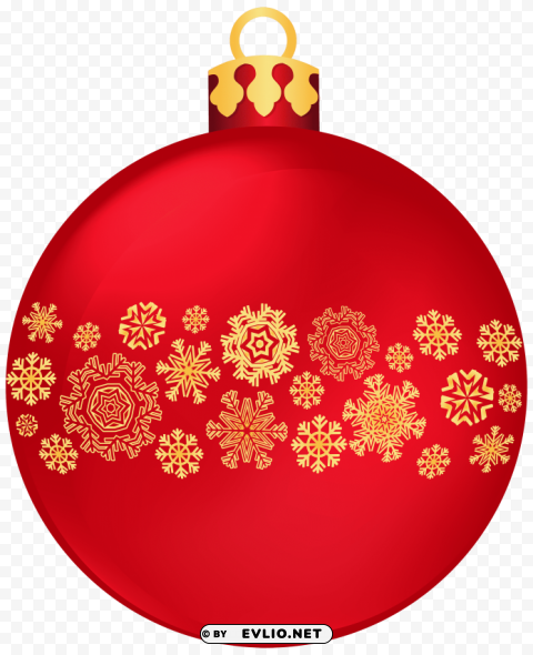 red christmas ball with snowflakes Isolated Element on Transparent PNG