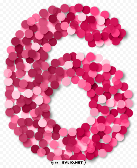 six 6 number pink Transparent design PNG