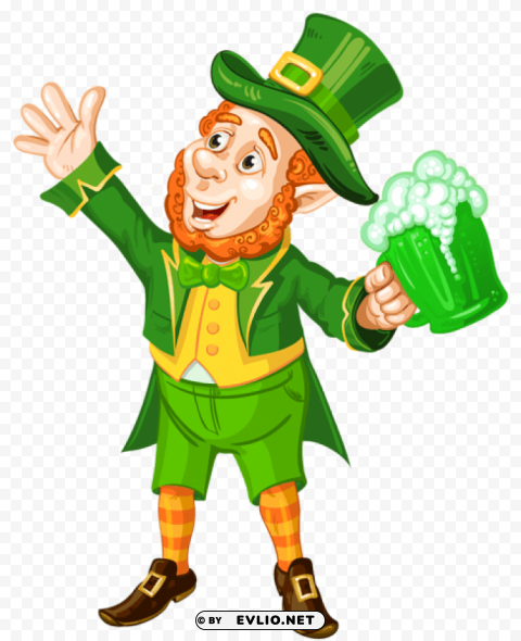 st patrick day leprechaun with green beerpicture PNG with no bg