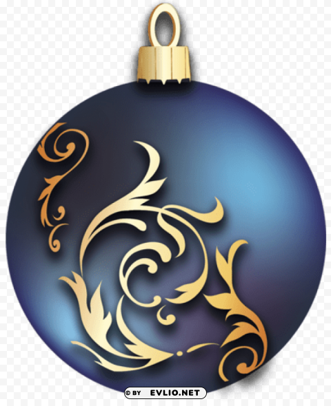 transparent blue christmas ball with gold ornaments Clear Background Isolation in PNG Format