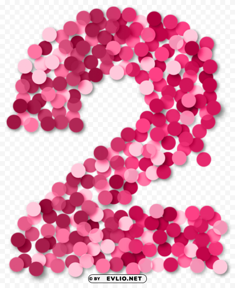 two 2 number pink Transparent Background Isolated PNG Art