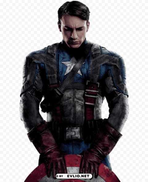 captain america front thinking Isolated Illustration in HighQuality Transparent PNG