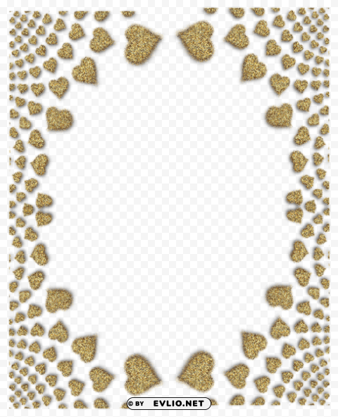 Frame With Golden San Hearts PNG Graphics With Alpha Channel Pack