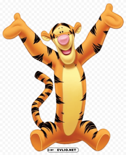 winnie the pooh tigger paws up Transparent PNG Isolated Object with Detail