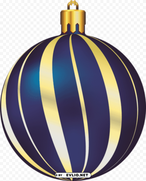 large transparent christmas gold and blue ornament PNG Image Isolated on Clear Backdrop
