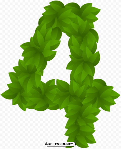 leaf number four green Isolated Item on Transparent PNG