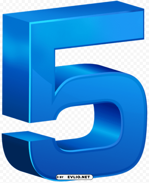 number five blue Clear PNG file