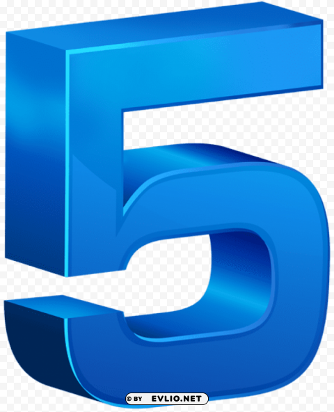 Number Five Blue Clear PNG File