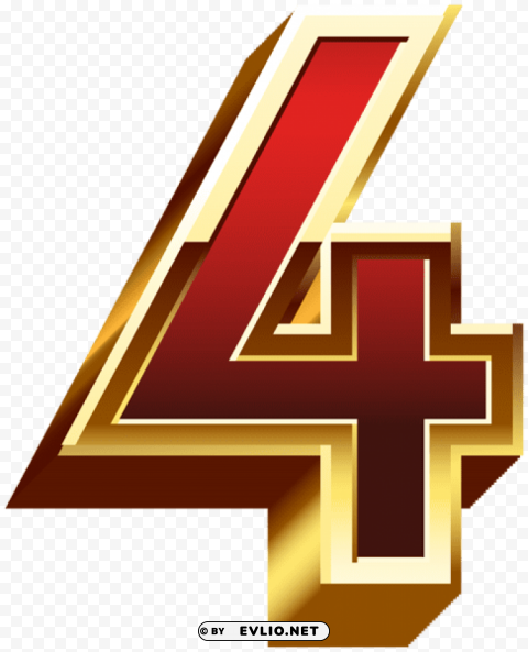 four gold red number PNG images for editing