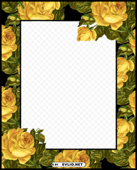 photo frame with yellow roses Isolated Character on Transparent PNG