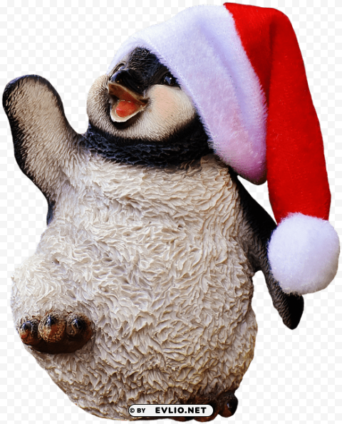 Christmas Penguin with Santa Hat Dancing - Cute Personalized Penguin in a Gift Bag PNG transparent artwork