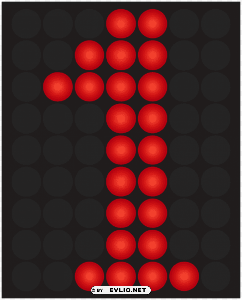 digital number one red PNG Image with Transparent Isolated Graphic