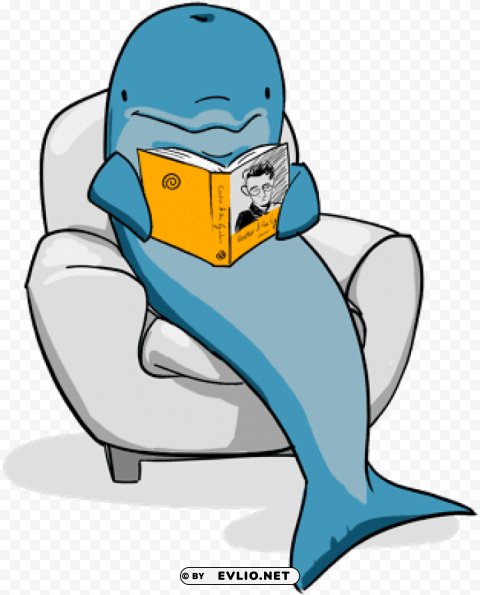 dolphin reading a book Isolated Artwork on Transparent Background