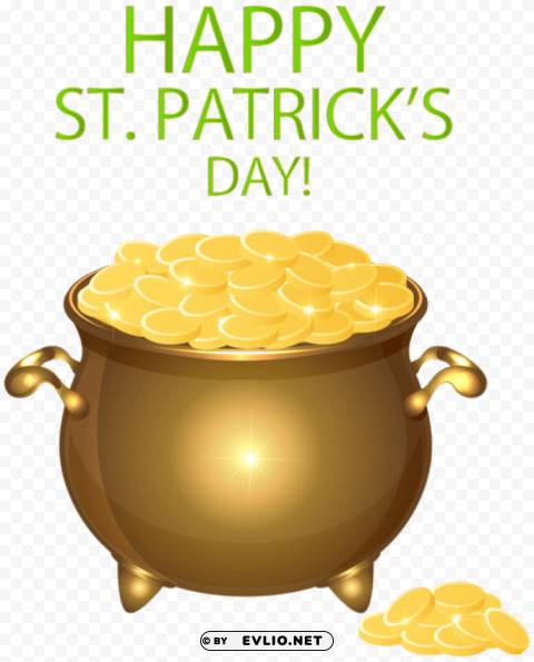 Happy Saint Patricks Day Pot Of Gold Isolated Object In HighQuality Transparent PNG