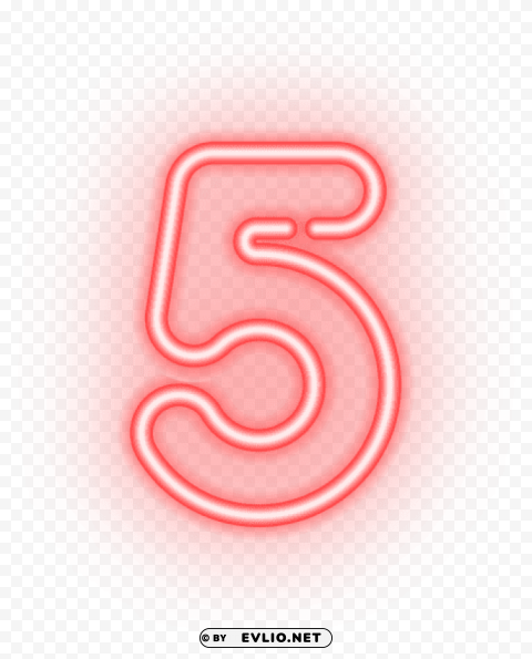 number five neon Transparent PNG Isolation of Item