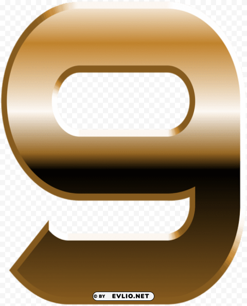 number nine golden transparent PNG free download