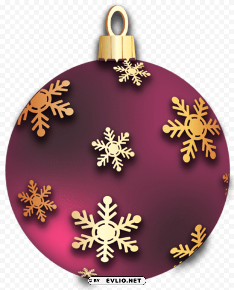 transparent red christmas ball with golden snowflakes ornament Clear Background Isolated PNG Illustration