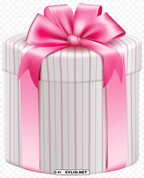 white striped gift box Clean Background Isolated PNG Graphic