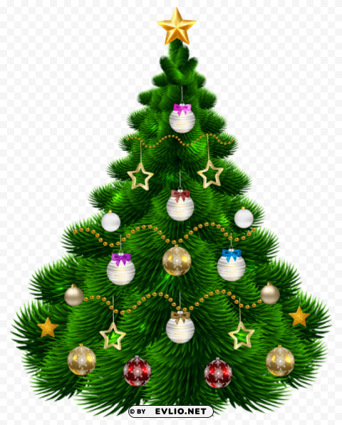 beautiful christmas tree with ornaments clip-art PNG Image with Clear Isolation