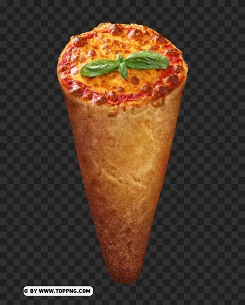 Delicious Pizza Crust Margherita on Cone HD Transparent Image PNG format