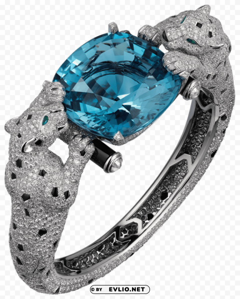 diamond ring with panthers Transparent Background PNG Isolated Character