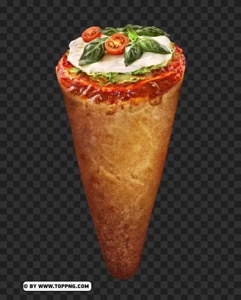 Margherita Pizza Cone on a Rustic HD PNG free download transparent background