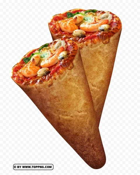 Seafood Pizza Cones High Quality Image PNG for use