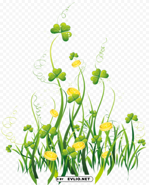 st patrick shamrocks with gold coins decorpicture PNG with cutout background