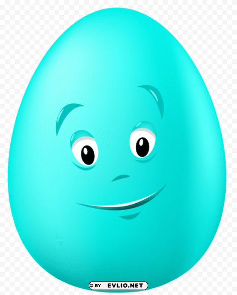 transparent easter blue egg with facepicture PNG clipart