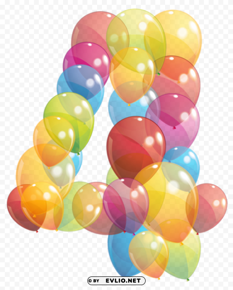 transparent four number of balloons Clear Background PNG with Isolation
