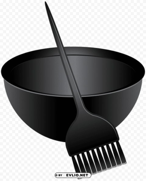 hair dye brush and mixing bowl PNG for educational projects