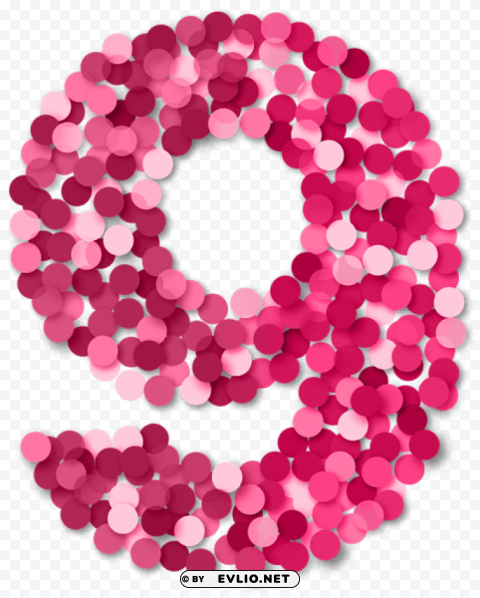 nine 9 number pink Transparent PNG Image Isolation