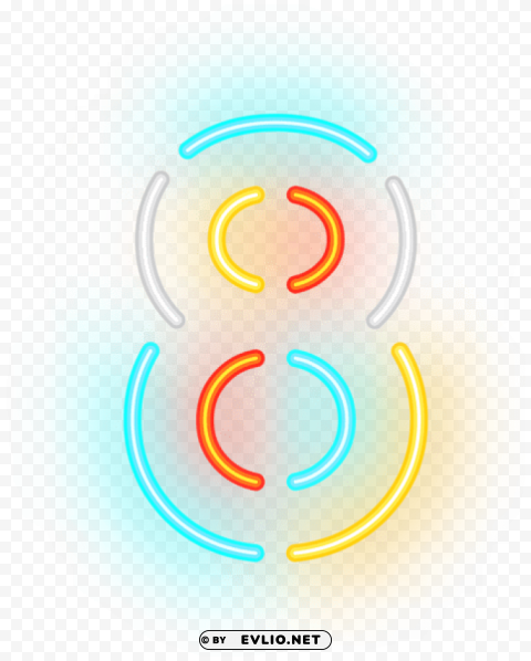number eight neon PNG transparent graphic
