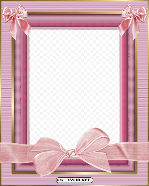 pink frame with pink bow Transparent Background PNG Isolated Character