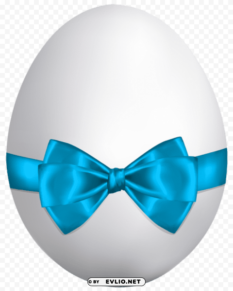 white easter egg with blue bow Isolated Design Element on Transparent PNG