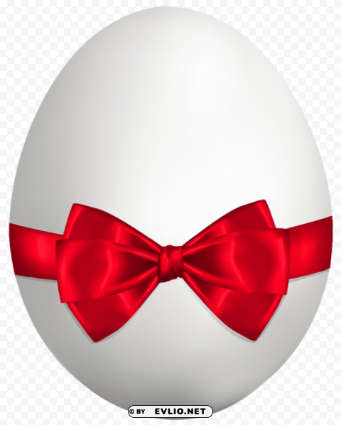 white easter egg with red bow Isolated Element on HighQuality PNG