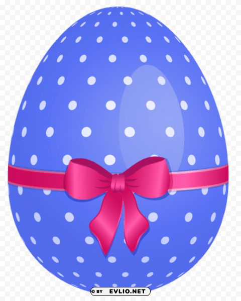 blue dotted easter egg with pink bow PNG transparent elements package