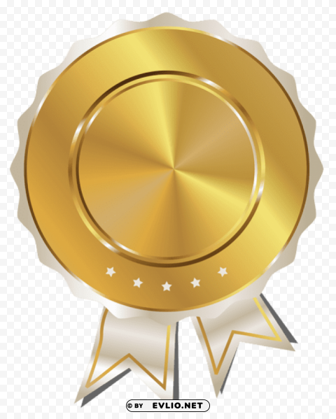 gold seal with white ribbon PNG with Isolated Transparency