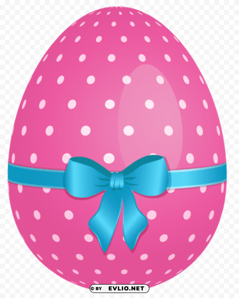 pink dotted easter egg with blue bow PNG pictures with no background required
