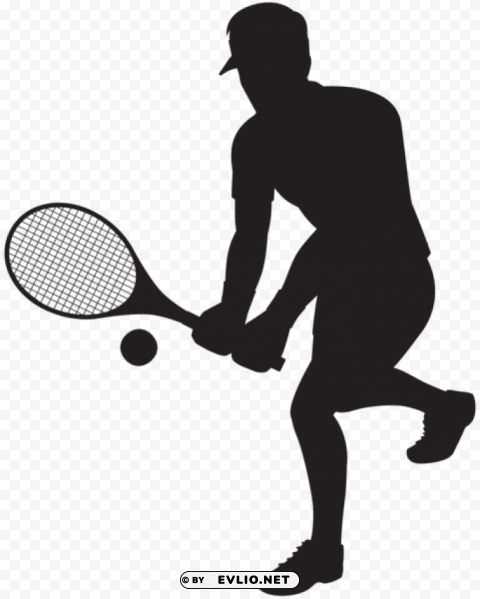 tennis player silhouette PNG Image with Isolated Graphic Element