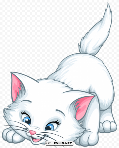 white kitten cartoon Transparent PNG Isolated Graphic Element clipart png photo - 37830597