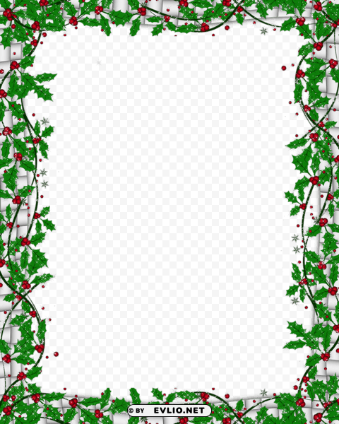 christmas white frame with mistletoe PNG images free download transparent background
